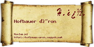 Hofbauer Áron névjegykártya